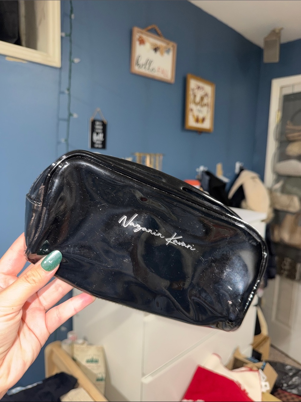 Black Patent Cosmetic Pouch